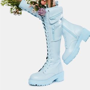 Blue combat boots